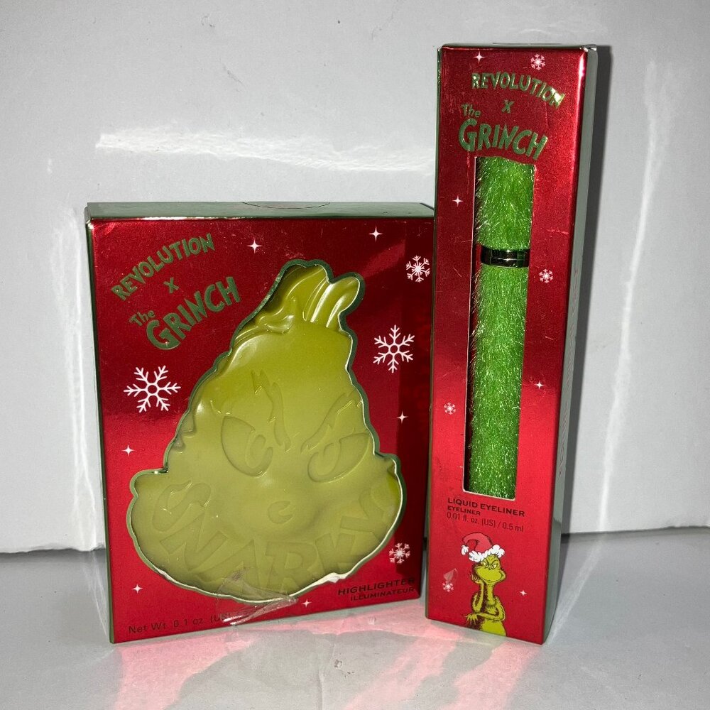 Revolution X Resting Grinch Face Liquid Eyeliner & Snarky Highlighter Compact